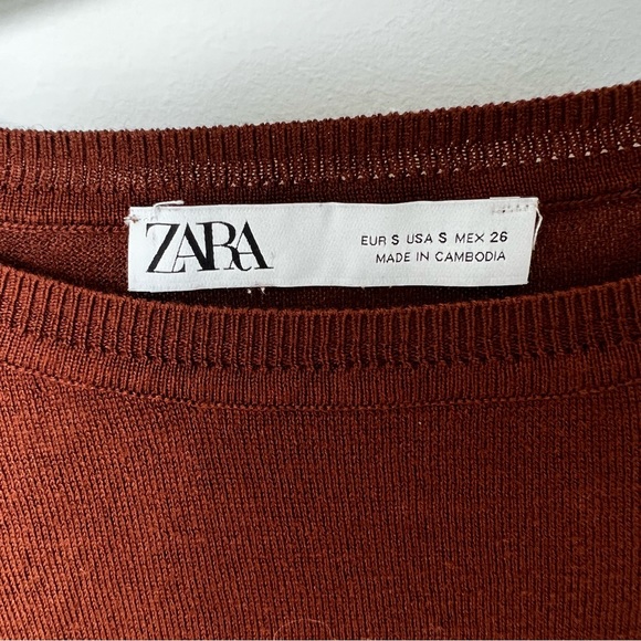 Zara High Low Long Sleeve Knit Top Crewneck Women's Size S - Picture 2 of 7